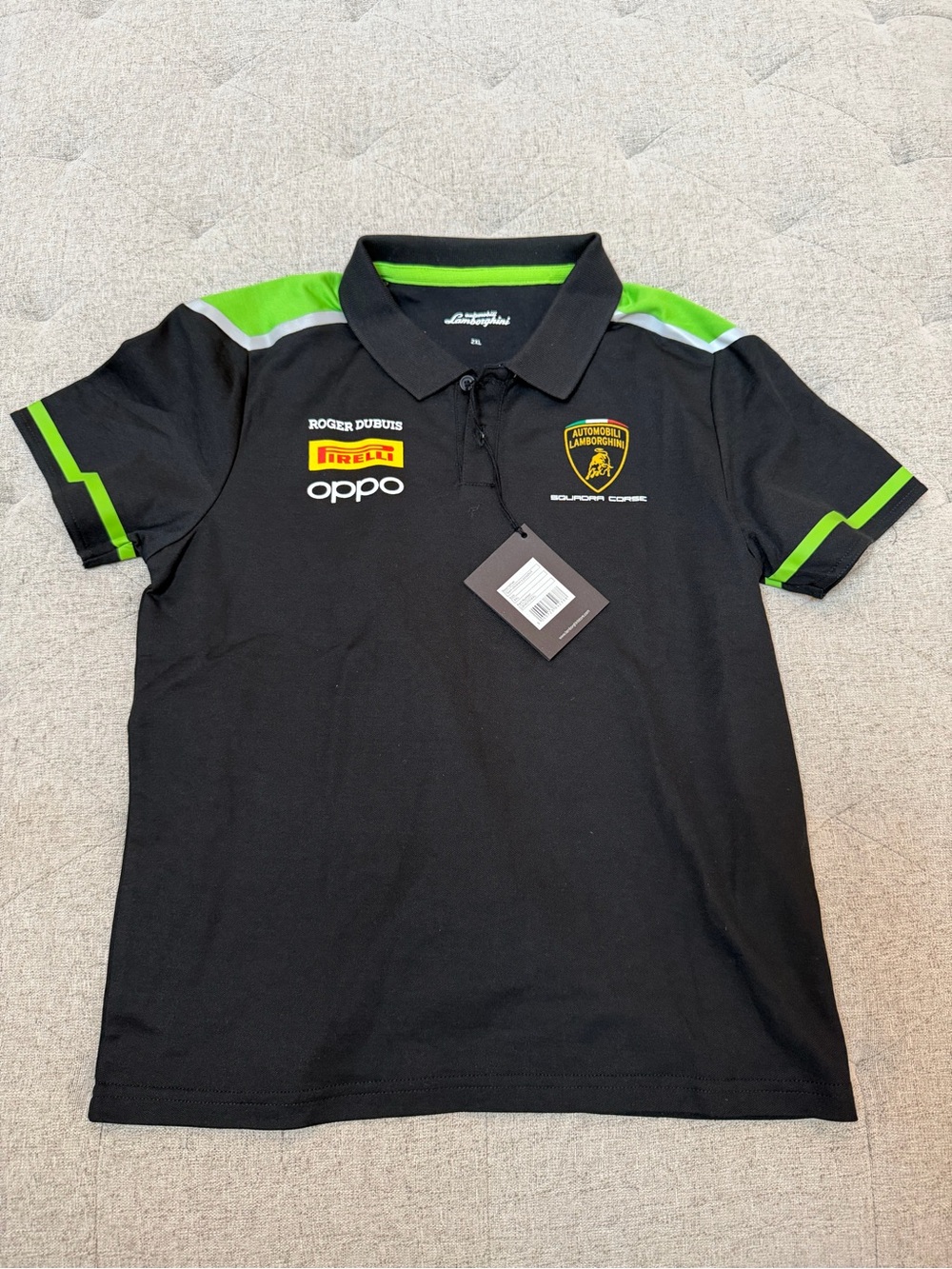NWT TEAM LAMBORGHINI KIDS' SQUADRA CORSE BLACK POLO SHIRT SIZE XXL